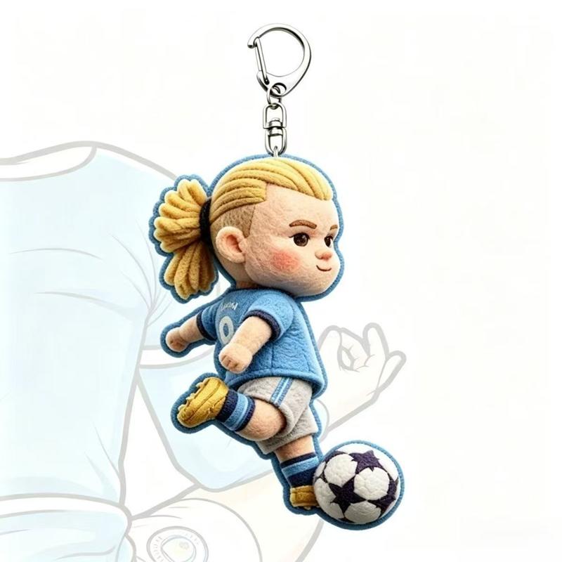 Cartoon Erling Haaland Keychain Funny Meme Keyring Soccer Player Backpack Pendant Car Key Holder Bag Charm Accessories Fans Gift