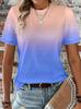 Women Ombre Gradient T-Shirt Casual Short Sleeve Tee Summer Lightweight Loose Fit Fashion Daily Top