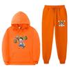 Mens Warm Hooded Sweatshirt Set With Printed Design Long Sleeve Top Pants Casual Sportwear Winter
