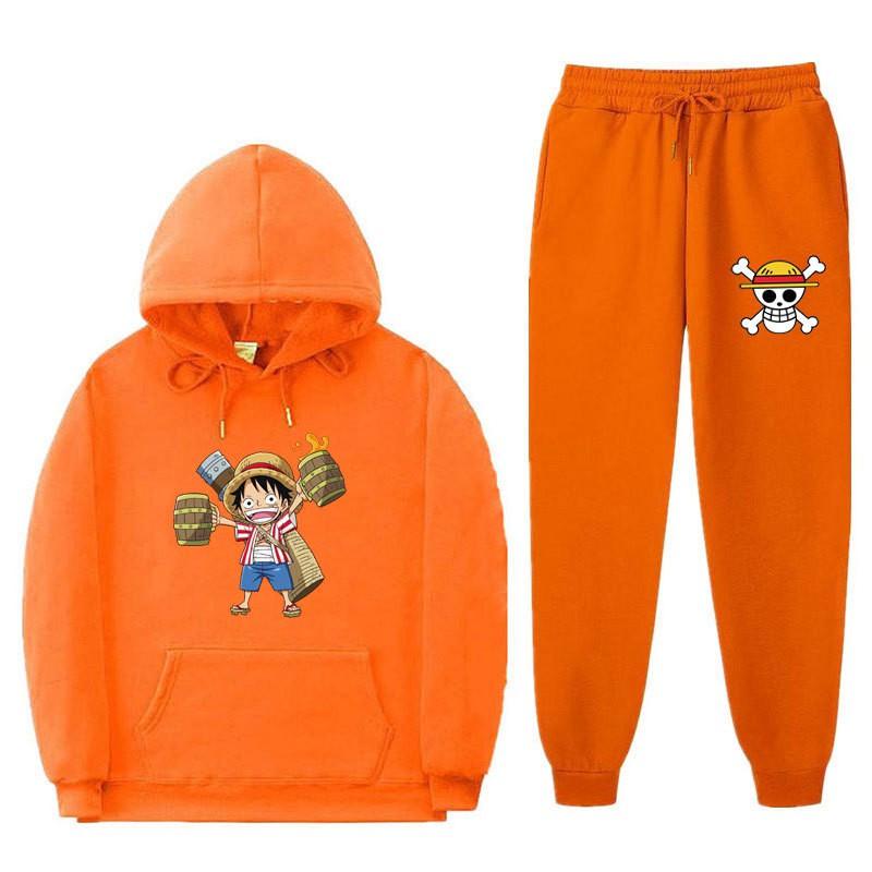 Mens Warm Hooded Sweatshirt Set With Printed Design Long Sleeve Top Pants Casual Sportwear Winter