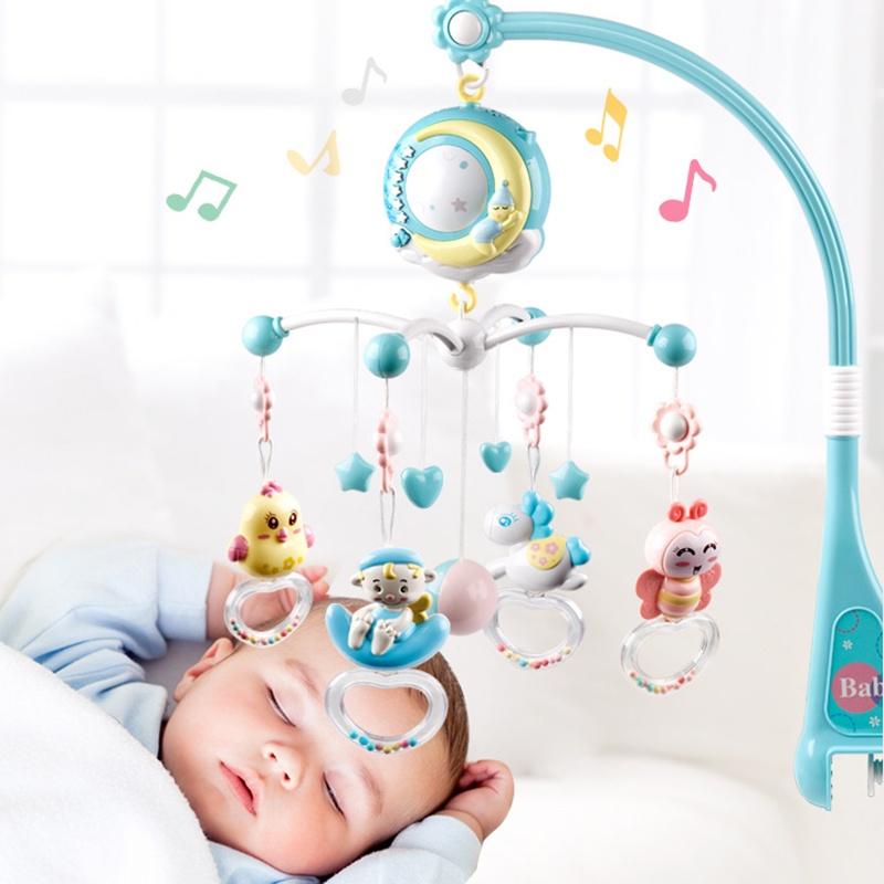 Elegant And High-quality Musical Crib Bed Bell Toy With Rotating Stars And Clouds