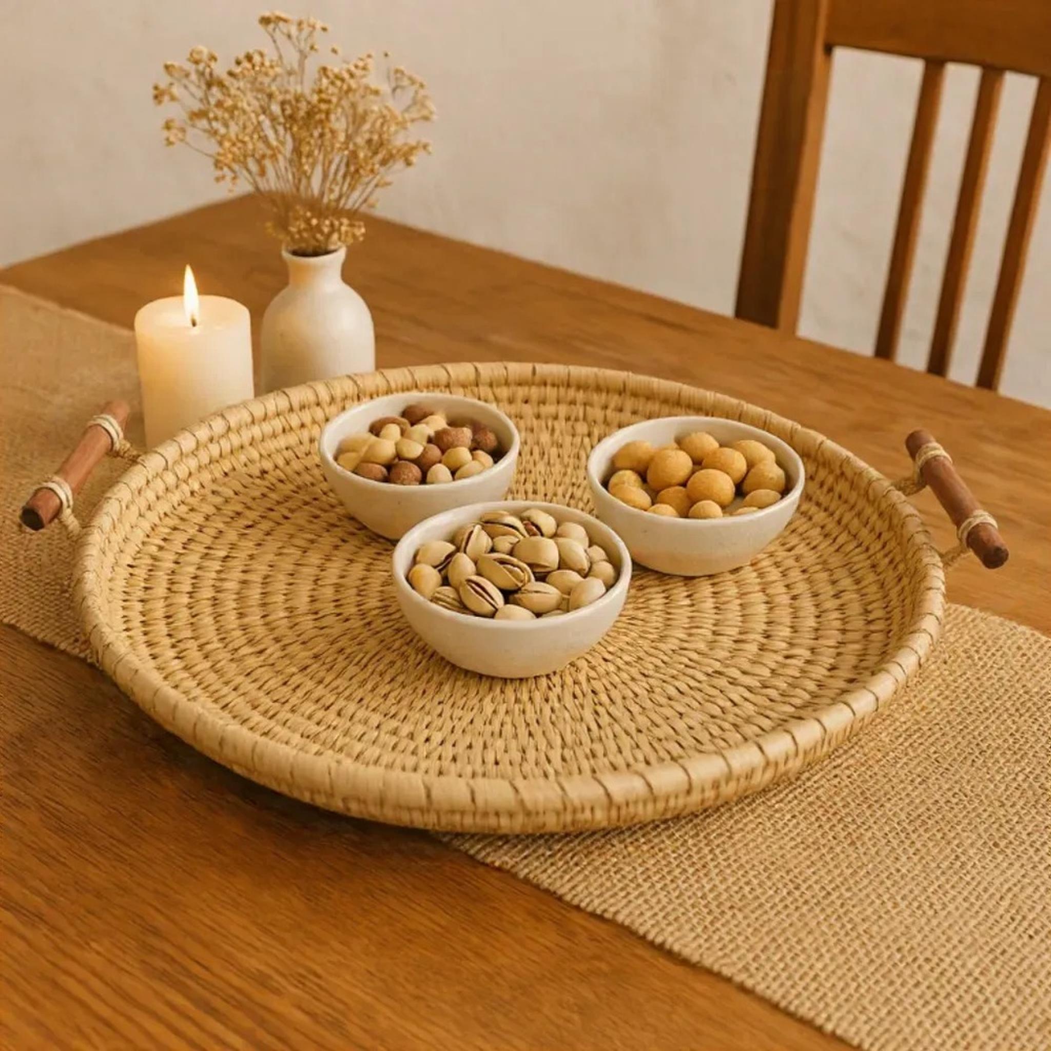Natural Rattan Serving Tray