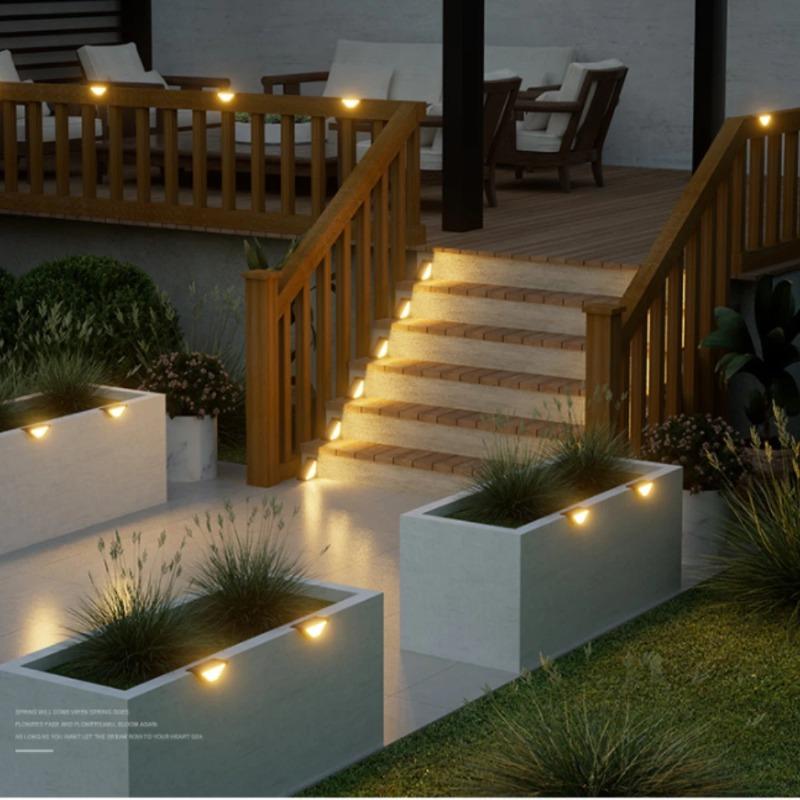 1/2/4pcs LED Solar Stair Light 3000K Waterproof Outdoor Garden Passage Courtyard Terrace Guardrail Step Light Landscape Light