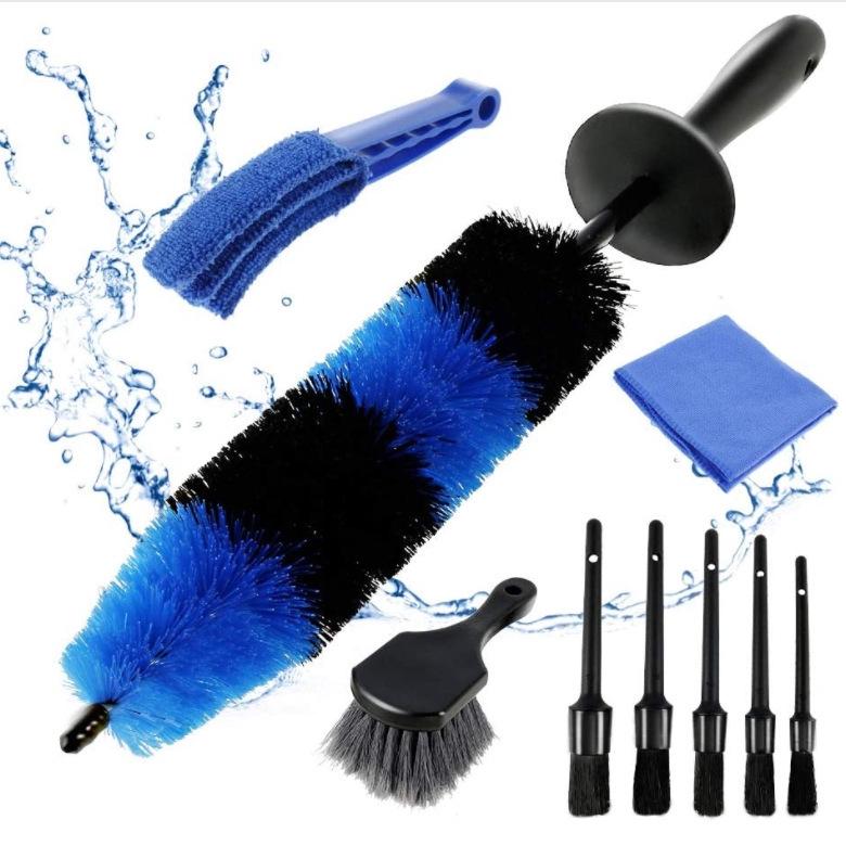 Car Cleaning Kit: Tire & Wheel Brush, Car Wash Tools, Wiping Cloth, Floor Mat Brush