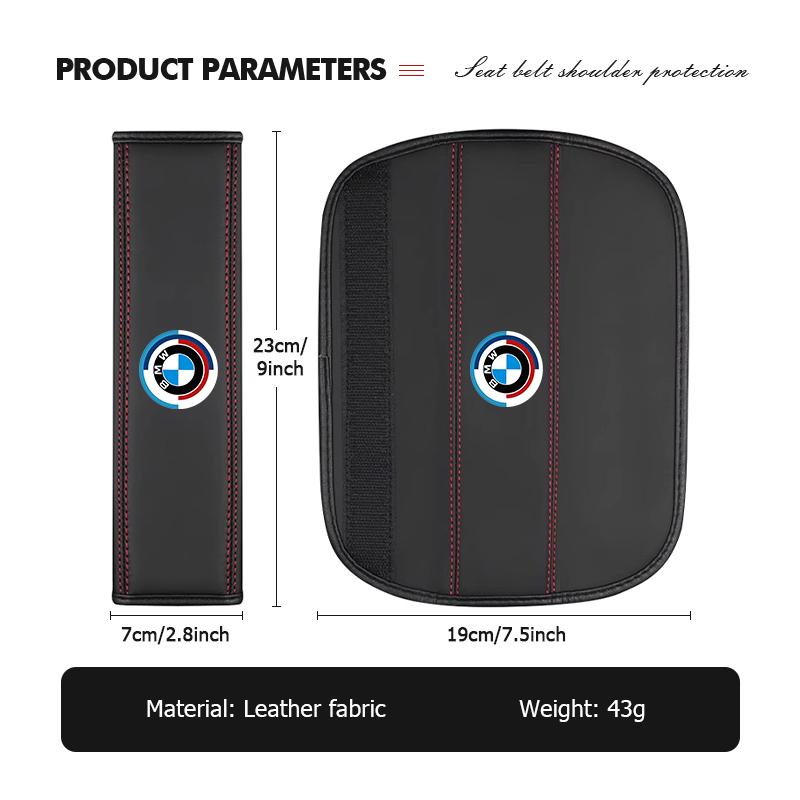 OOYR4 Car Seat Belt Leather Safety Belt Shoulder Cover Protect Pad For BMW X1 X2 X3 X4 X5 X6 F49 F39 F25 G01 F16 G06 G07 F25 F30