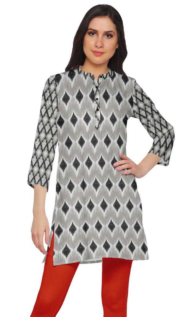 Moomaya Printed Side Slit Short Kurta Tunic For Women Summer Wear Ladies