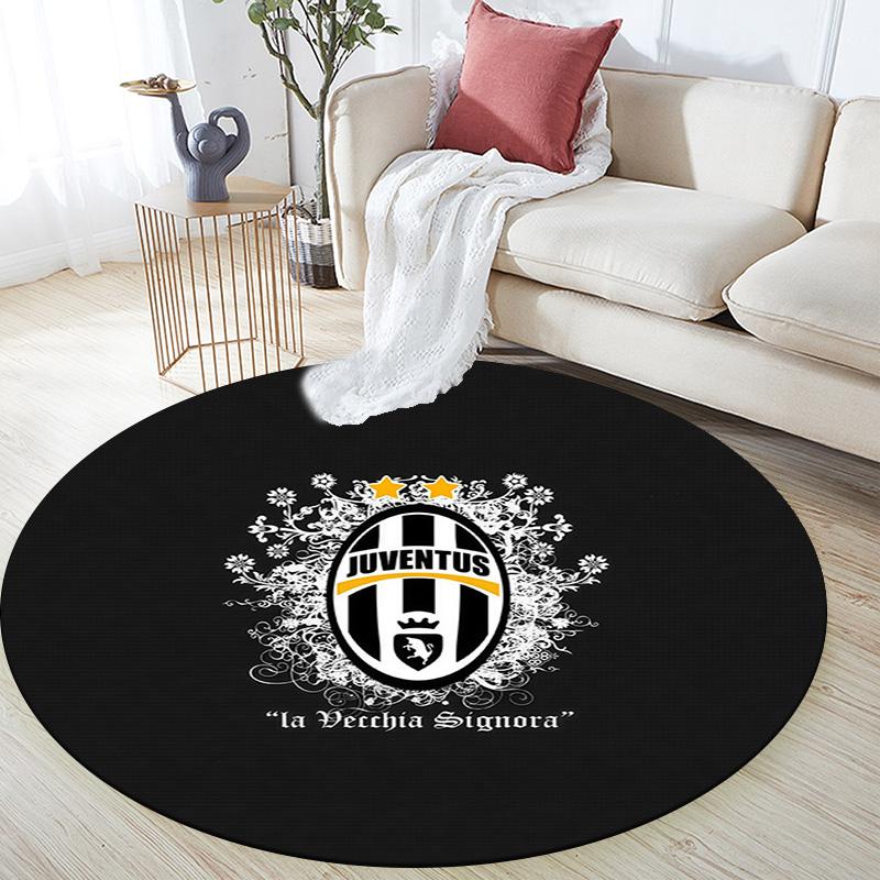 Juventus Football Club3 Round Area Rug,Carpet Rug for Living Room Bedroom Sofa Playroom Decor,Non-slip Floor Mat