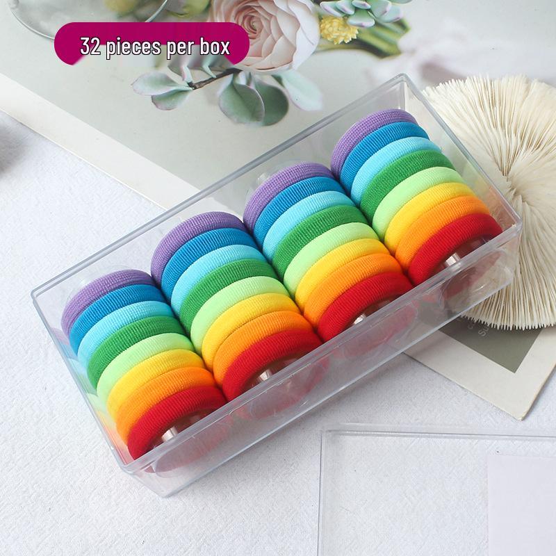 Korean Style Solid Color Hair Ties Set - Simple Flocked Ponytail Holders for Girls