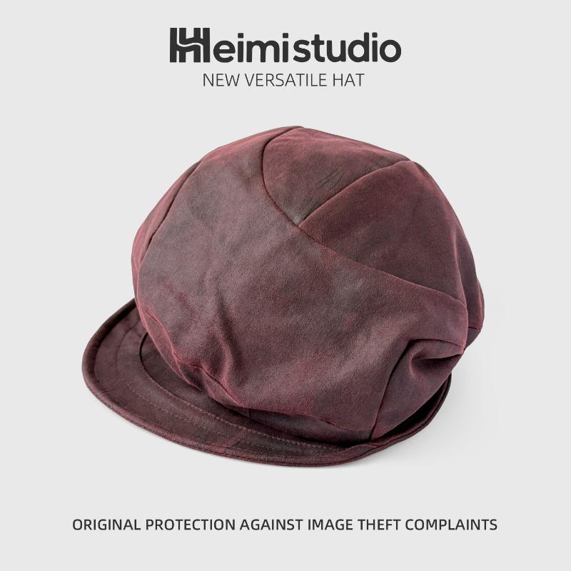 

25 ранняя осень новая нишевая дизайнерская плиссированная беретка детская ретро кепка газетчика затенение облака красный