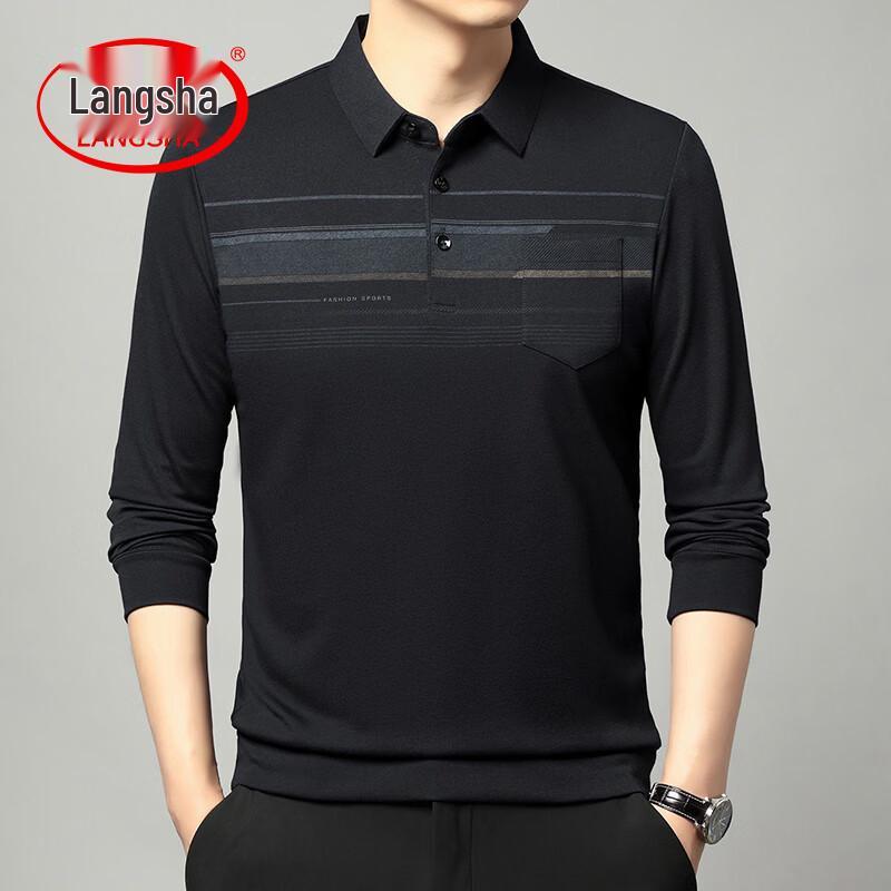 LangSha Men s Polo Long-Sleeve Casual Top for Middle-Aged XXXL