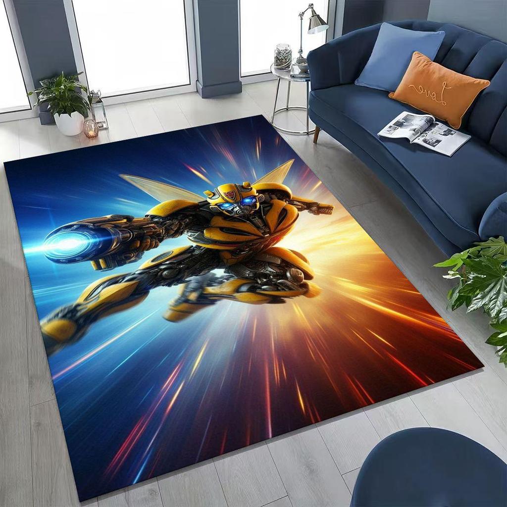 Cartoon T-Transformers Autobots Optimus Prime Rug for Bedroom Living Room Sofa Home Doormat Decor, Large Kids Non-slip Floor Mat