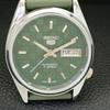 MENS VINTAGE SEIKO 5 AUTOMATIC REFURBISHED JAPAN GREEN DIAL WATCH a440460-4 Sk-a440460