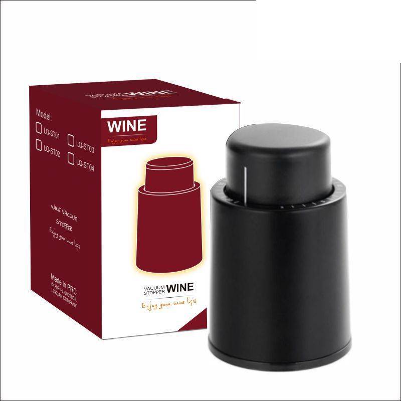 Simple Black Pushbutton Wine Stopper For Red Wine Bottles And Gift Occasions