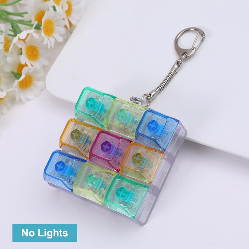 9 Keys Led Keyboard Key Toy Mechanical Keyboard Axis Tester Stress Relief Diy Fidget Button Keycap Fidget Keychain Toys Gift
