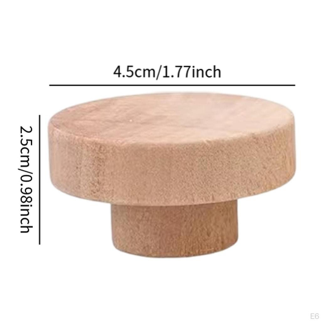 6 Pack Round Flat Top Cabinet Knobs, Drawer Wood Hardware, Handles