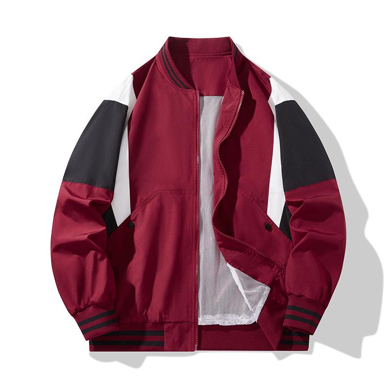 Jacket Men's Stand-up Collar Spring, Autumn and Winter Color Matching Student Teenagers Splicing Contrasting Color Loose Sports Leisure