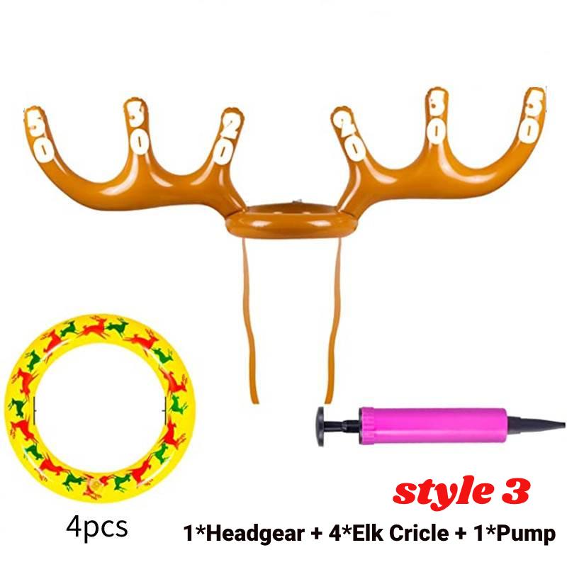 1set Christmas Game Inflatable Funny Reindeer Antler Hat Ring Xmas Kids Gift New Year Christmas Outdoor Inflated Toys
