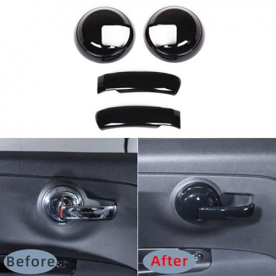 Glossy Black Inner Door Handle Frame Cover Trim For Fiat 500 2010-