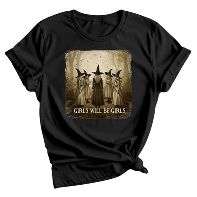 Le Ragazze Saranno Sempre Ragazze T-shirt Femminista Strega Divertente Vintage Halloween Regalo Donna