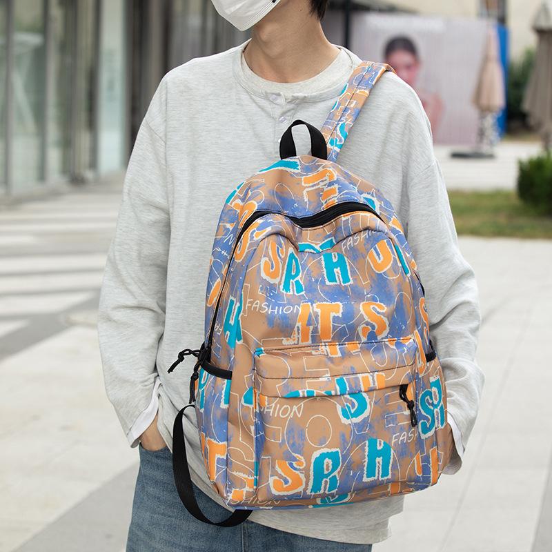 Women Large Capacity Backpack Men's Graffiti Print Backpack Student Schoolbag