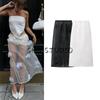Summer New Product Women's Clothes French Minimalist Style Three-Dimensional Flower Decoration Mid-Waist A- Line Straight Mesh Skirt