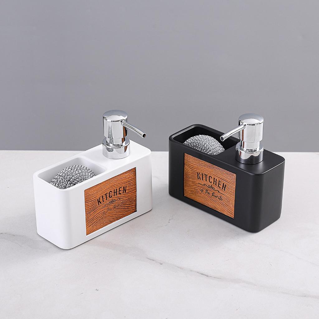 Mercury - Free Resin Soap Dispenser with Scouring Pad Kitchen Dishwashing Liquid Press Bathroom Hand Soap Dispenser