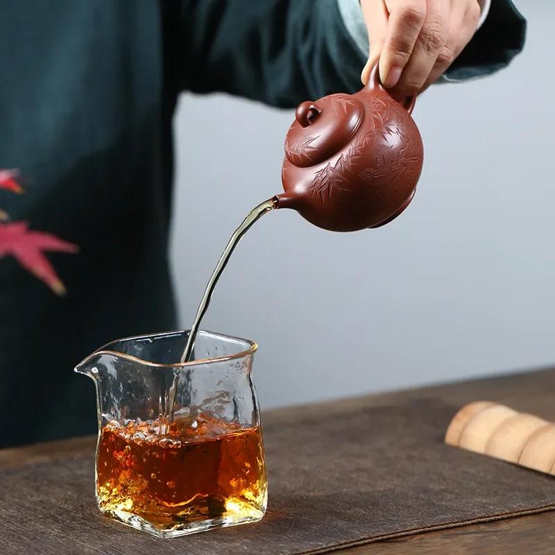180ml Yixing Purple Clay Teapot Kettle Master Hand-carved Bird Bamboo Leaf Tea Pot Tea Infuser Chinese Handmade Zisha Tea Set
