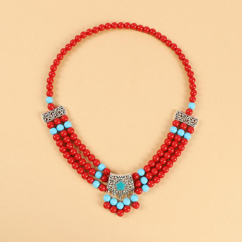 Tibetansk pannprydnad retro exotisk stil pannkedja Xizang Qinghai foto dans ögonbrynshänge tibetansk klädsel huvudbonad