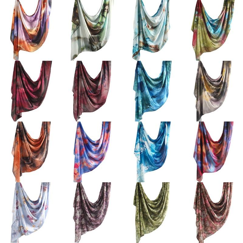 180×85cm Water Print Shawl Hijab Scarves Muslim Ethnic Woman Chiffon Silk Bandanas Printed Hijabs