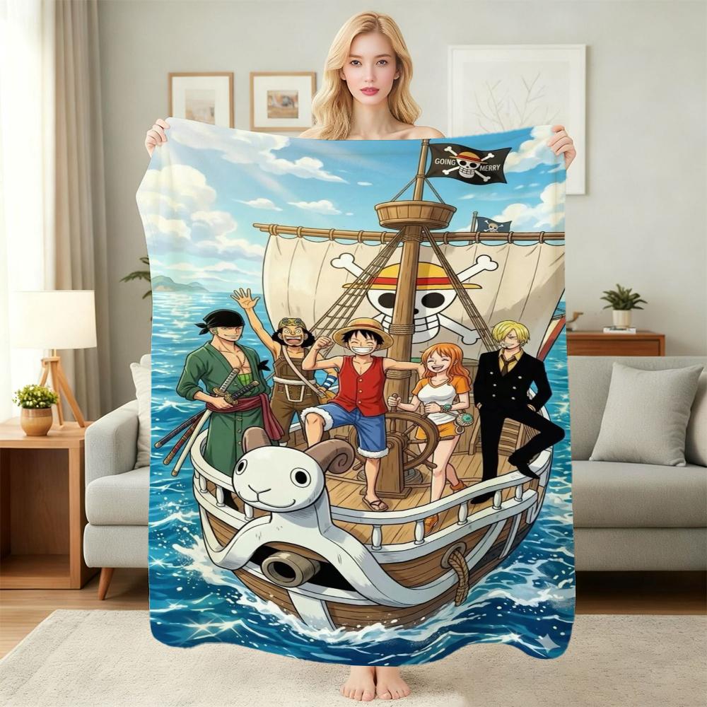 Luffy'S Straw Hat Pirates Pattern Flannel Blanket Soft Comfortable Throw Blanket For Camping Travel Home Decor Christmas Gift