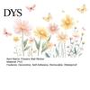 Natural Wood Bedroom Wall Accents 2Pcs Watercolor Flowers Sticker, PVC Waterproof Floral Decal with Butterflies, Removable Butterfly Decals Art Decor,
