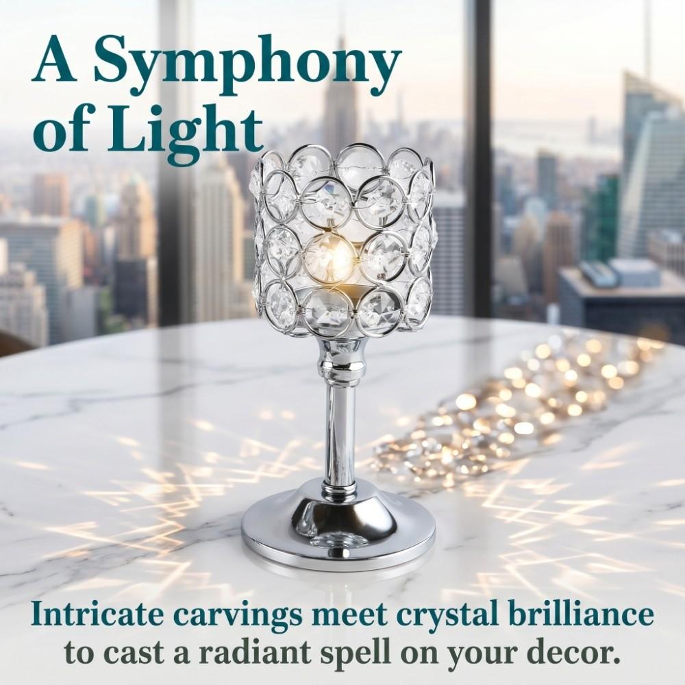 8.27x3.15in Crystal Metal Candle Holder Fireplace Home Candle Stand Household Desktop Setup