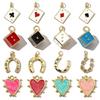 Pack of 3 Heart/Horseshoe/Dices Poker Card Pendants Accessories for Necklace and Earrings Copper Jewelry Components