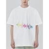 Oversized T Shirt White Rainbow Wave Pattern Print Casual Everyday Wear
