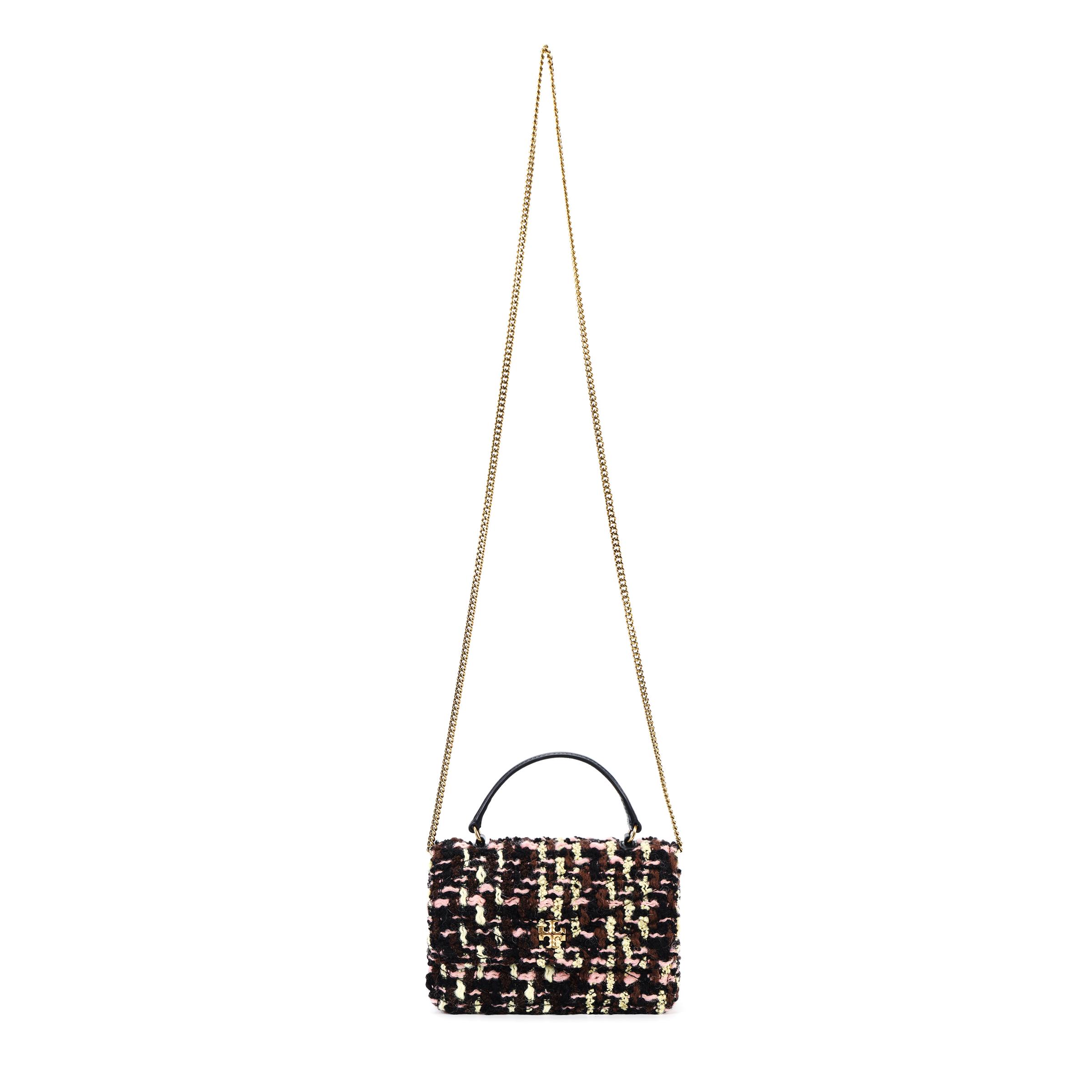 

Tory Burch Woven Flap Top Handle Metal Chain Tweed Leather Trim Shoulder Bag Women shoulder bag Multicolor 152358-960 Basic Set (Bag+Dust Bag)