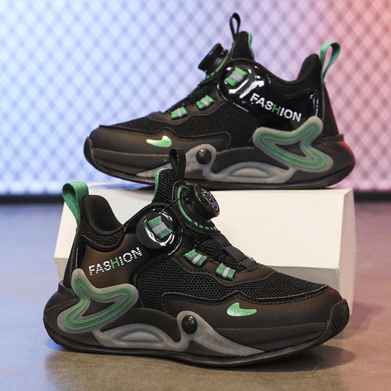 Children's sports shoes Double net breathable middle and older children's casual basketball shoes Boys and girls students competition training shoes 2