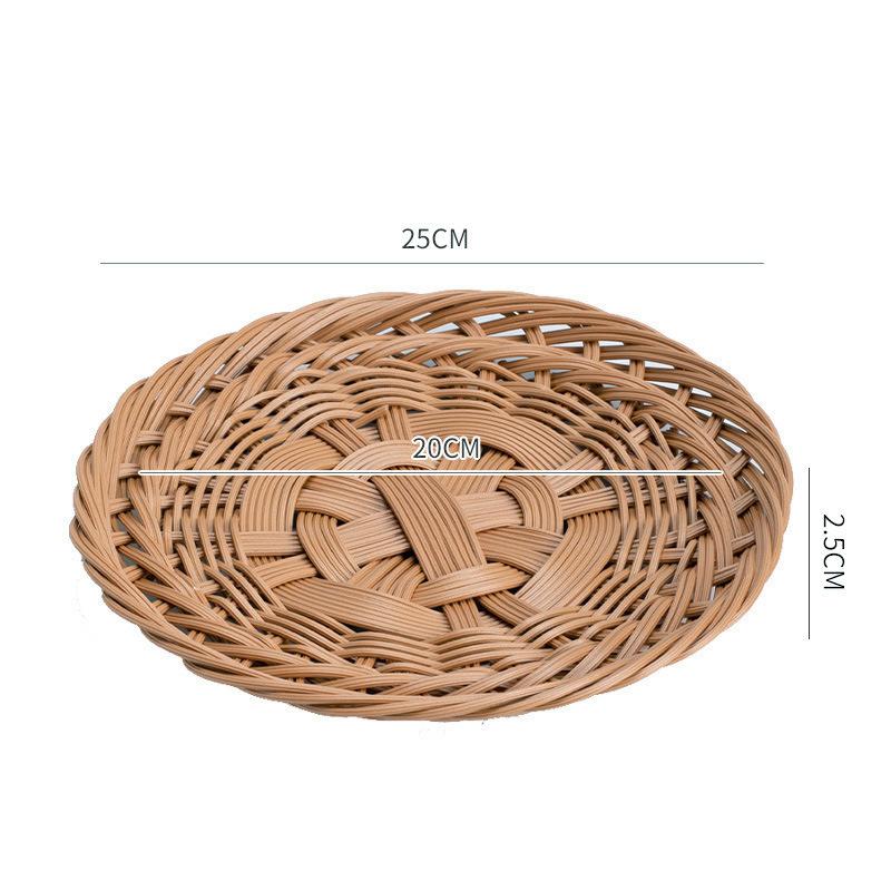 Imitation Rattan gewebter Korb für gedämpfte Brötchen, Snackteller, Speiseteller, Obstteller, Restaurant-Spezialgericht, Teller, frittierter Snackkorb