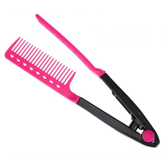 Portable DIY Salon Flat Iron Hair Straightener V Comb Hairdressing Styling Tool
