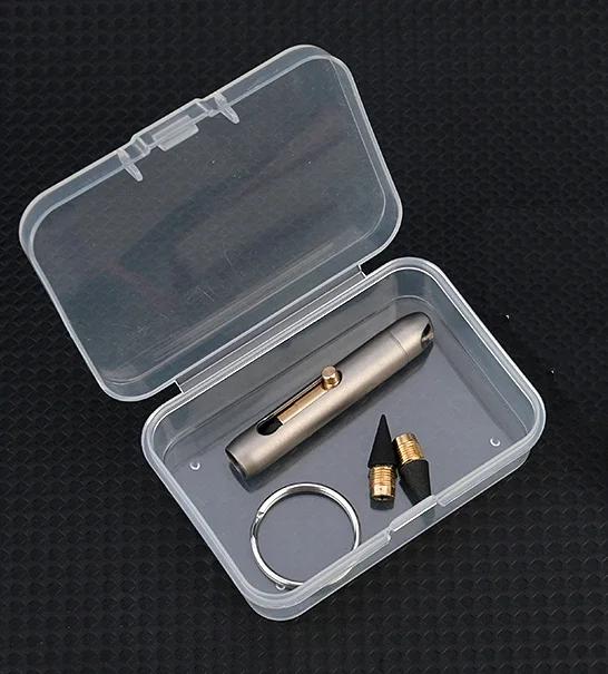 

Мини вечный карандаш из титанового сплава, не требующий заточки, стираемый карандаш, портативный кулон для ключей, карманная ручка, аварийное письмо, 2 наконечника