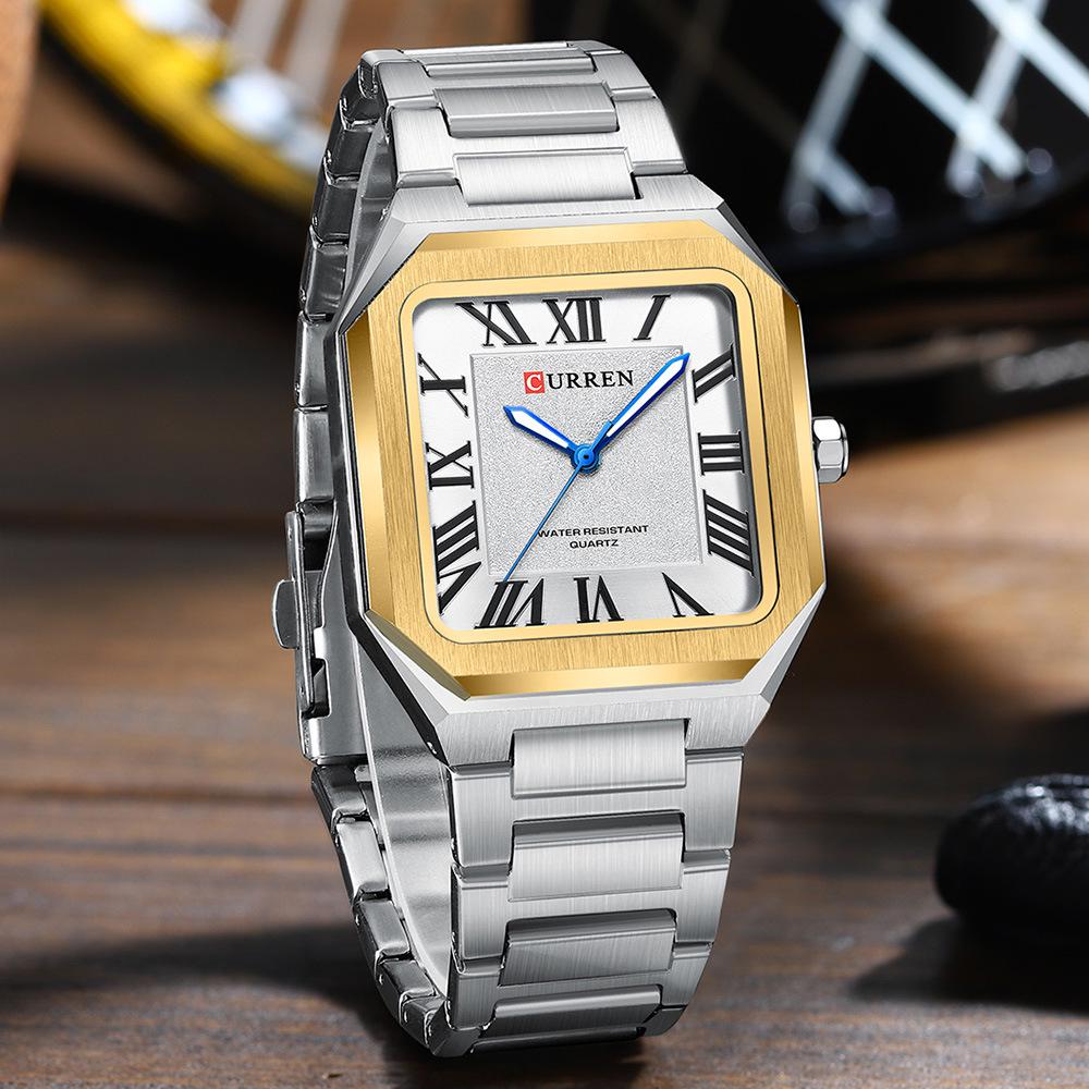 CURREN 8482 Men's Waterproof Quartz Wristwatch with Steel Band – Casual Design