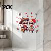 Easy Peel And Stick Murals Halloween Cartoon Skeleton Couple Window Stickers, Waterproof PVC Day of The Dead Static Decals, Traditional
