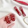6/8pcs Sweet and Playful Angora Red Bow Hair Clip Set with Simple Bangs and Side Hair Clips Versatile As Girl's Heart Accessory