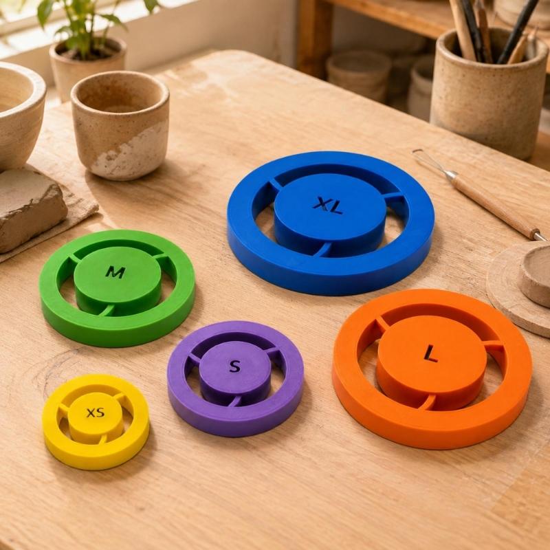 Clay Foot Rings Positioning Tool, 5-Piece Plastic Set for Shaping More Consistent Bases on Cups, Bowls, Plates, and Planter Before Drying
