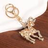 Animal Design Goat Sheep Rhinestone Keychain Shiny Crystal Alloy Key Ring Lovely Bag Pendant for Car Key Schoolbag Decor