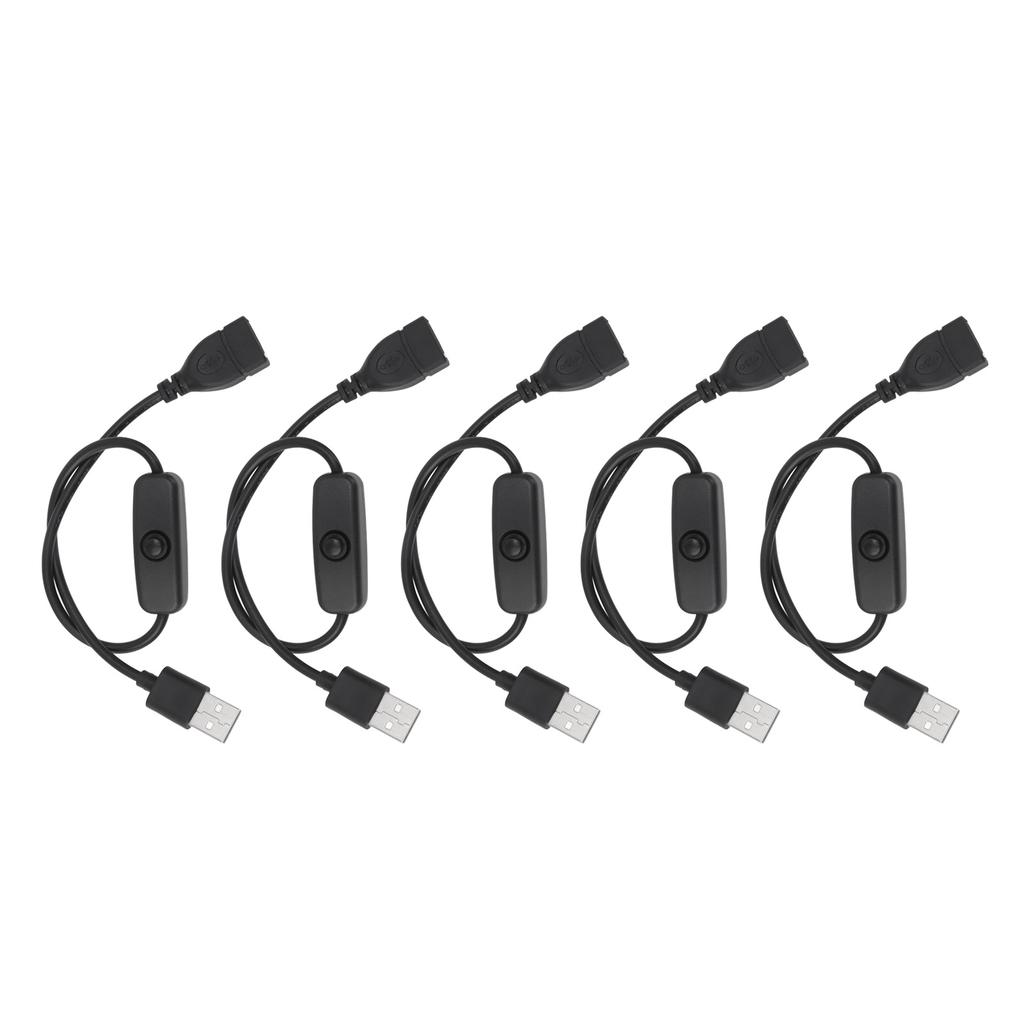 5PCS ON Off Switch Male To Female Cable 2 Pin PVC USB Extension Cable with B Utton for Driving