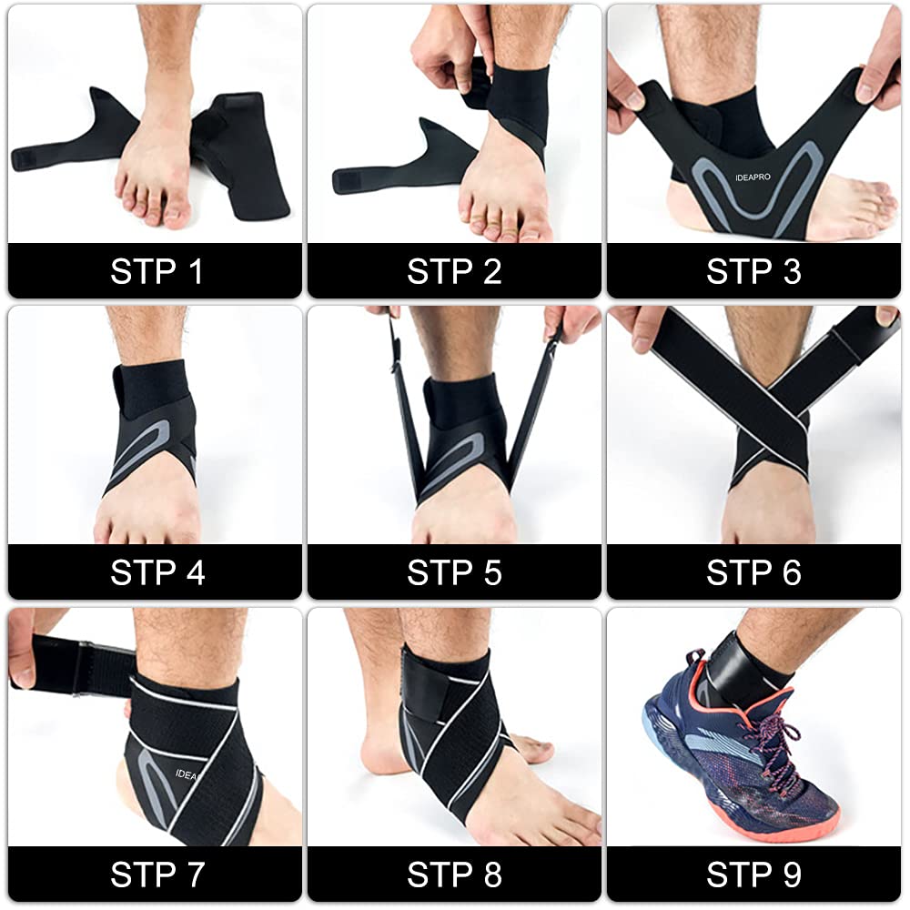 IDEAPRO Kotník Kotník Achillova šlacha Sval Ergonomické principy a Pravý Elastický Nastavitelný Tlak Snadno se Nasazuje a Sundavá Každodenní Velikost M a