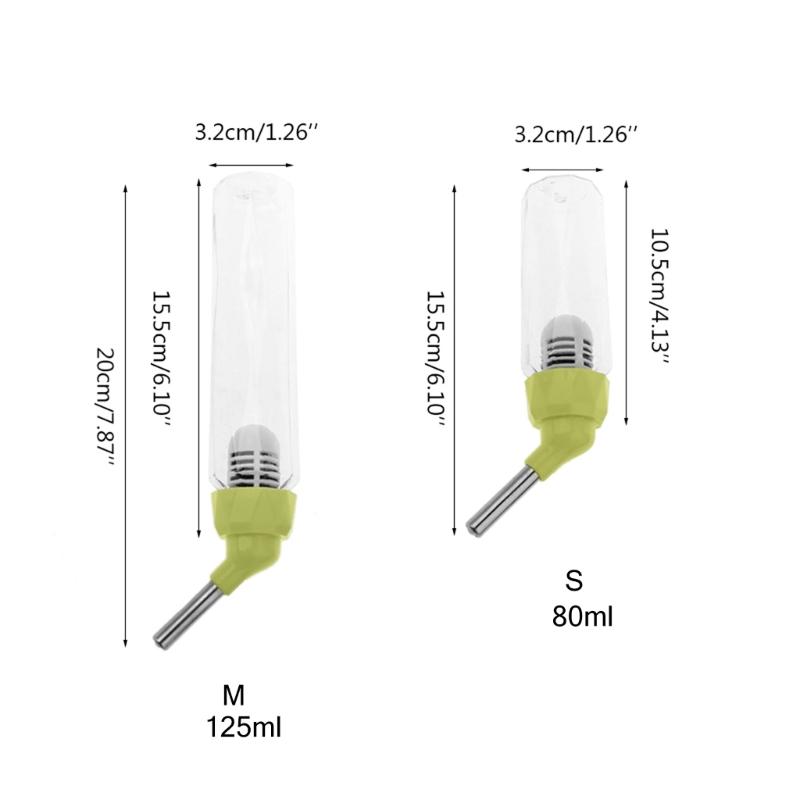 No Drip Small Animal Water Bottle for Bunny/Ferrets/Hamster/Guinea Pigs/Rabbit/Squirrel Easy To Fix for Cage 80ml/125ml
