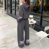 Set 2 Pezzi/Set Tuta Pantaloni Felpa con Cappuccio da Donna Stampa Fiocco Maniche Lunghe con Cappuccio Top Pantaloni Gamba Larga Vita Regolabile Abbigliamento Sportivo Tuta Autunno Inverno