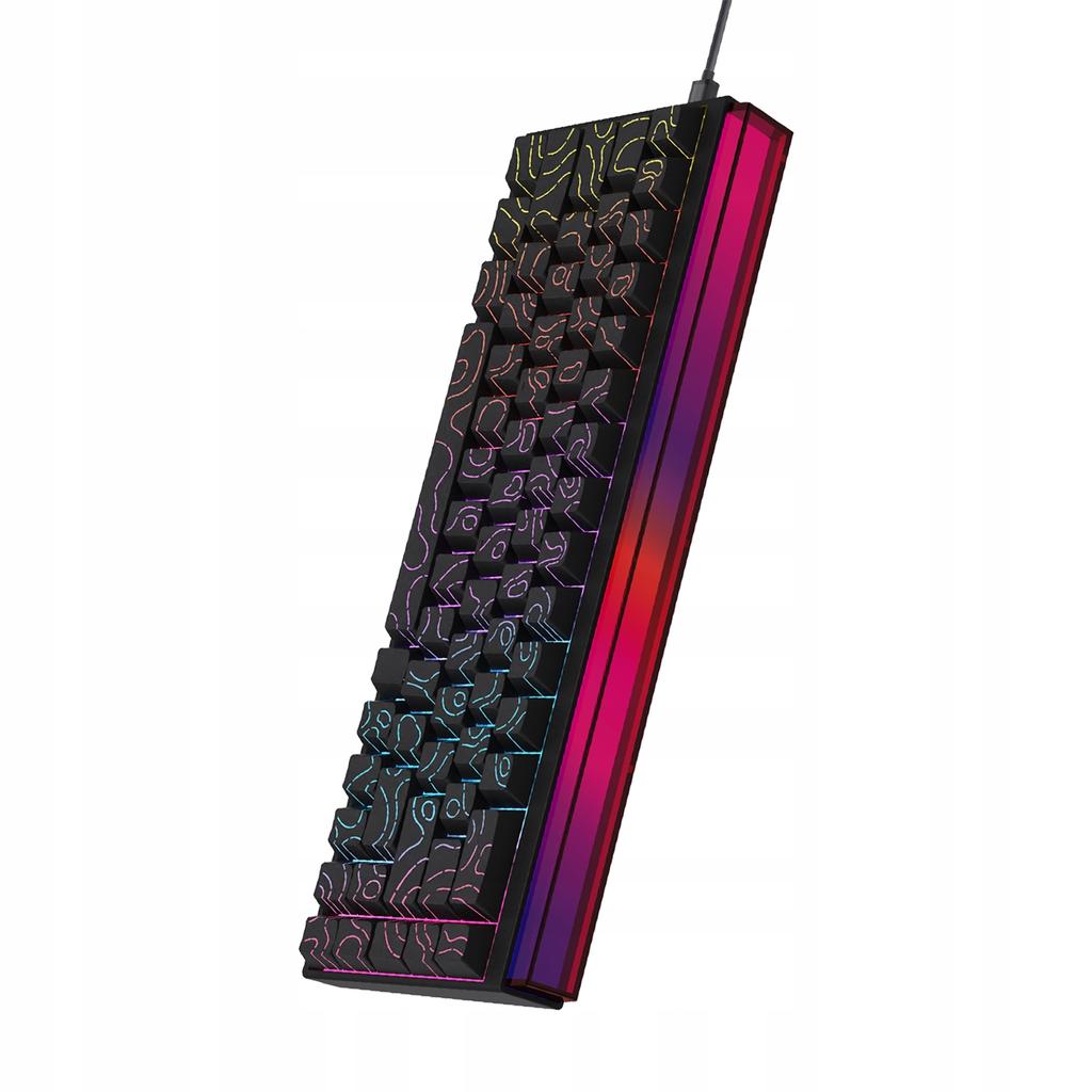 NK68 Schwarze Contour Mechanische Tastatur Lila RGB-Streifen 60% Für Gamer