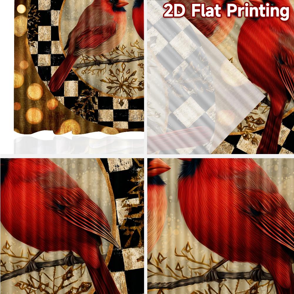 2pcs, 2D FLAT PRINTING Curtains (Without Rod) Cardinal Wreath Halloween Festival Creative Curtains Prints Light Filtering